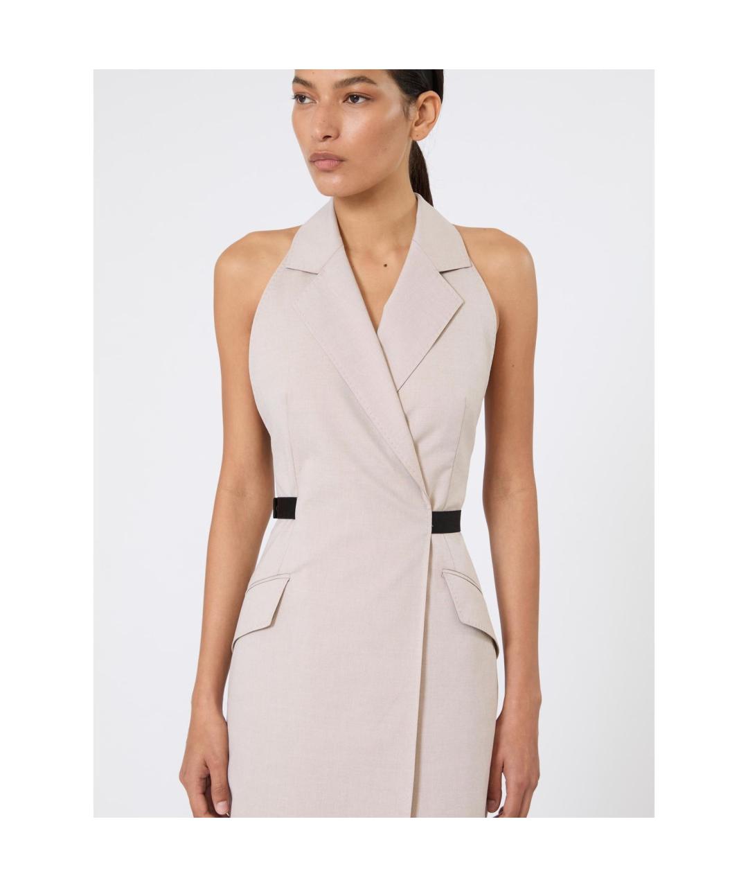 MAX MARA Бежевое хлопковое повседневное платье, фото 4