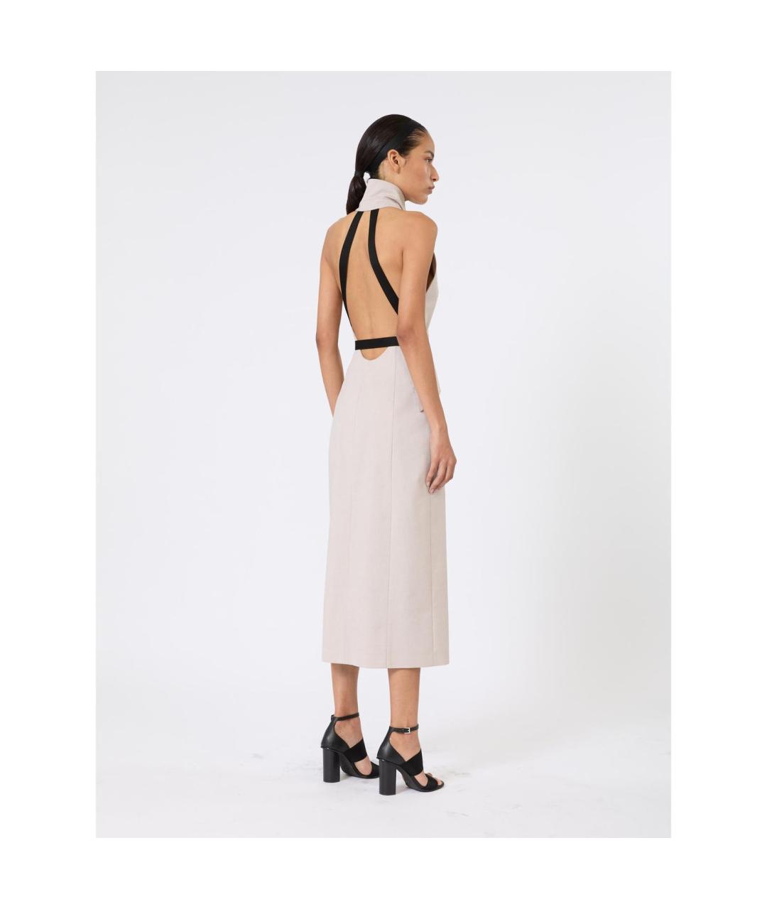 MAX MARA Бежевое хлопковое повседневное платье, фото 3