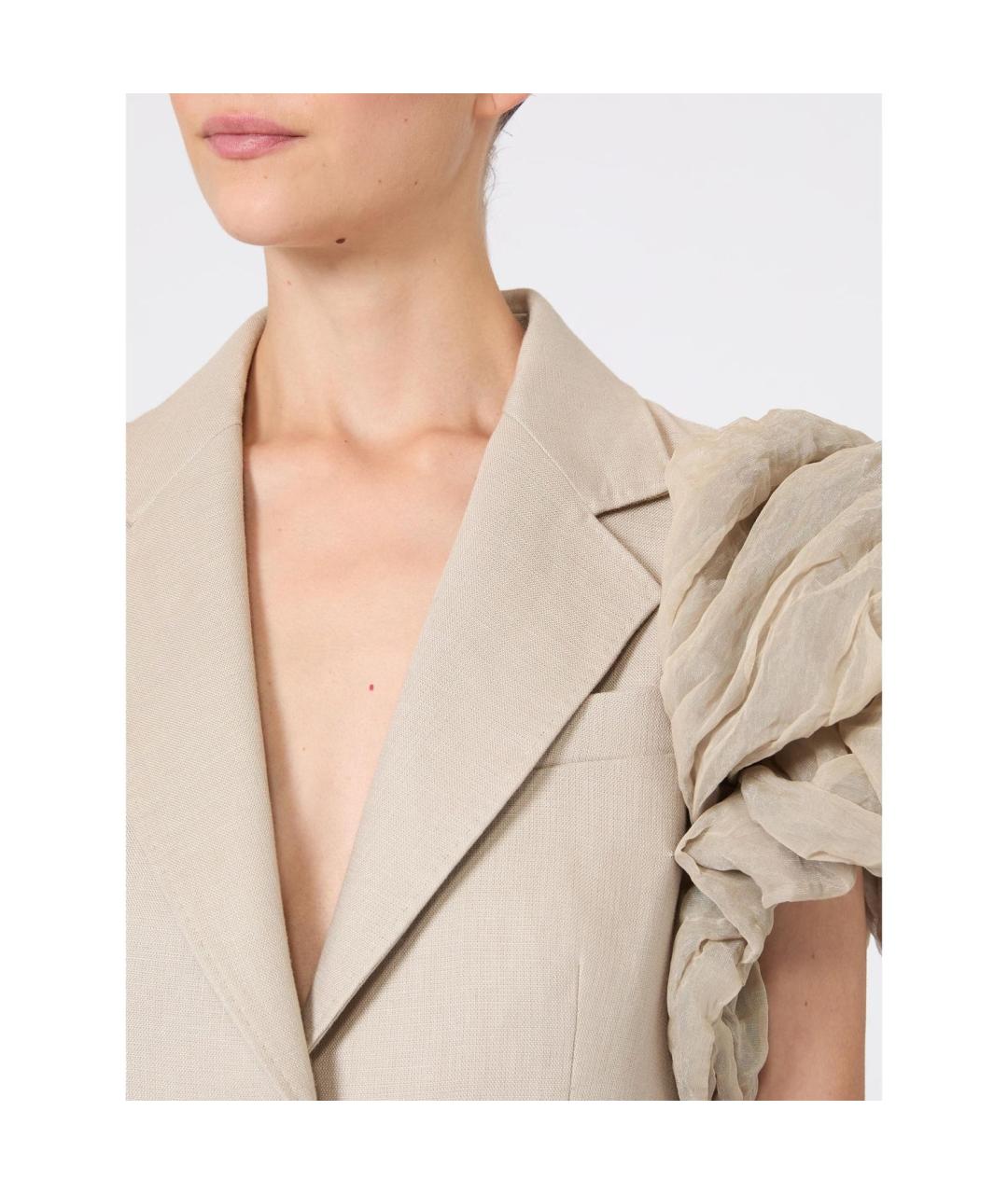 MAX MARA Бежевый льняной жакет/пиджак, фото 4