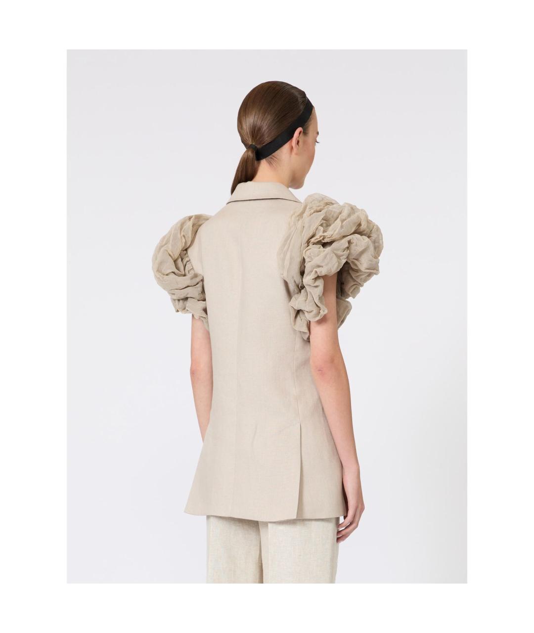MAX MARA Бежевый льняной жакет/пиджак, фото 2