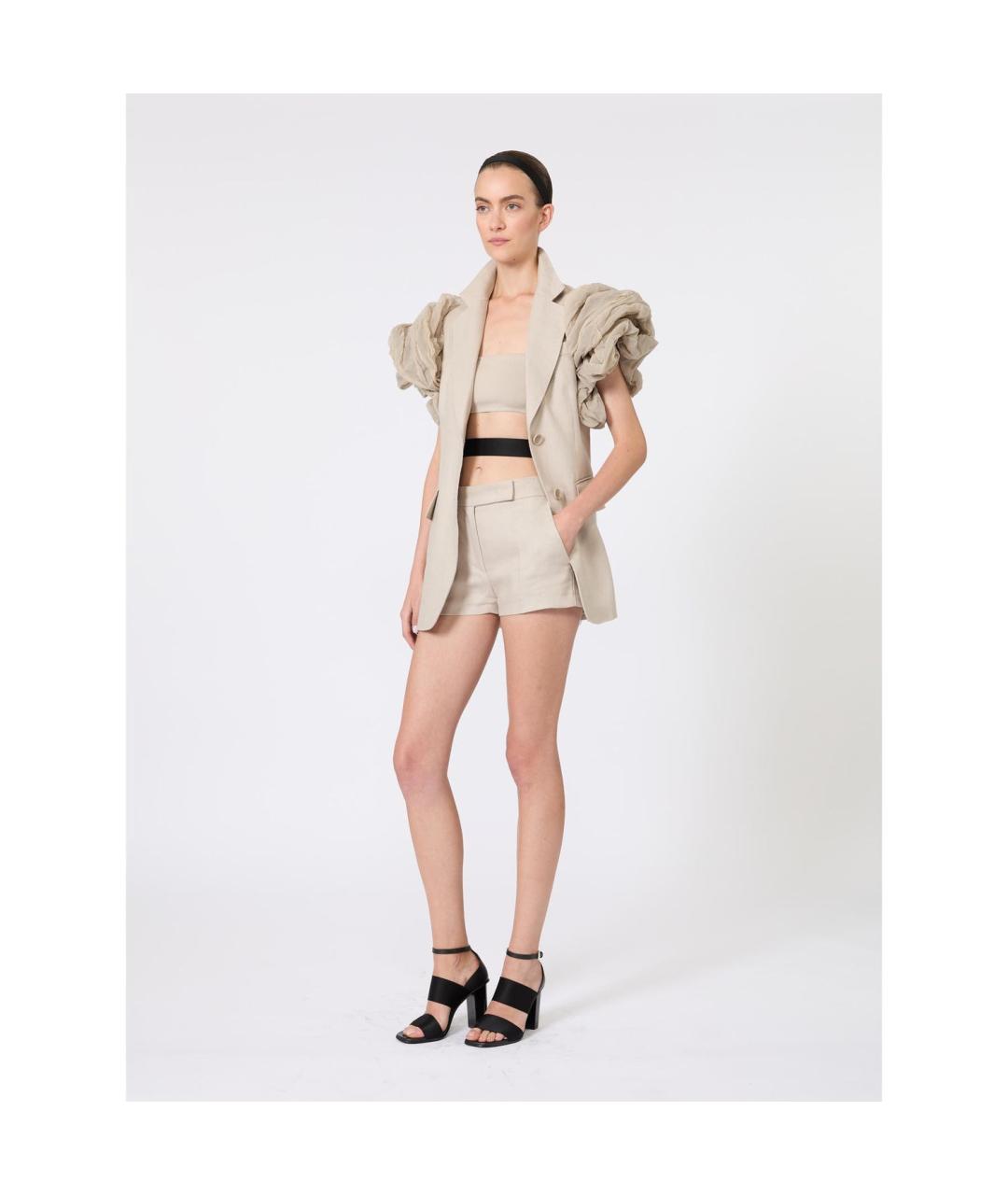 MAX MARA Бежевый льняной жакет/пиджак, фото 5