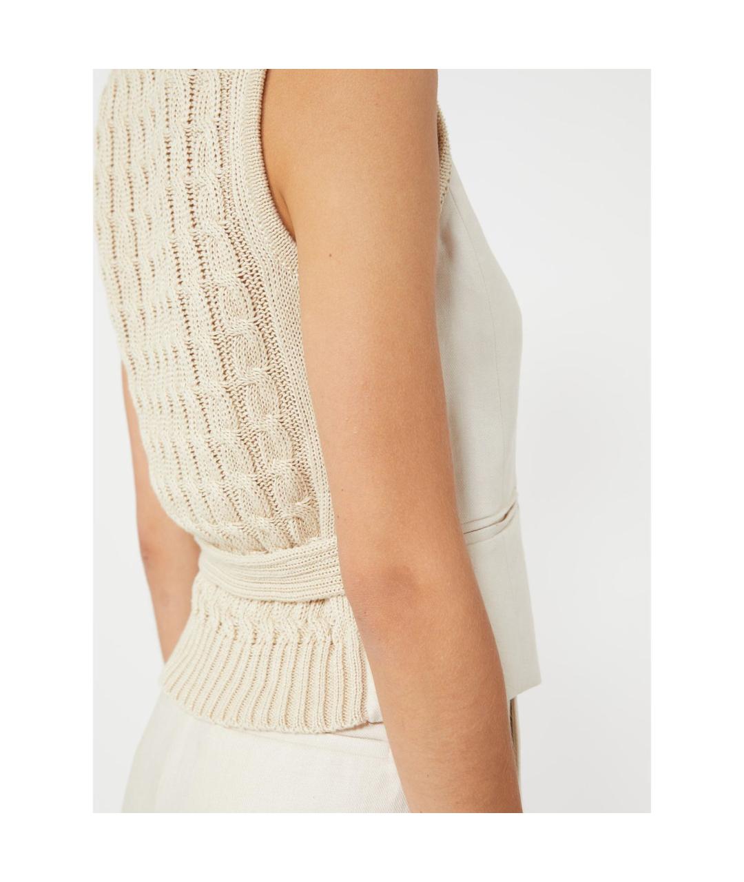 MAX MARA Бежевый льняной жилет, фото 3