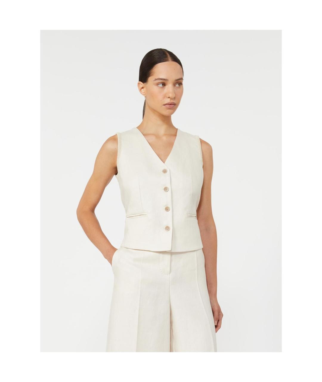 MAX MARA Бежевый льняной жилет, фото 5