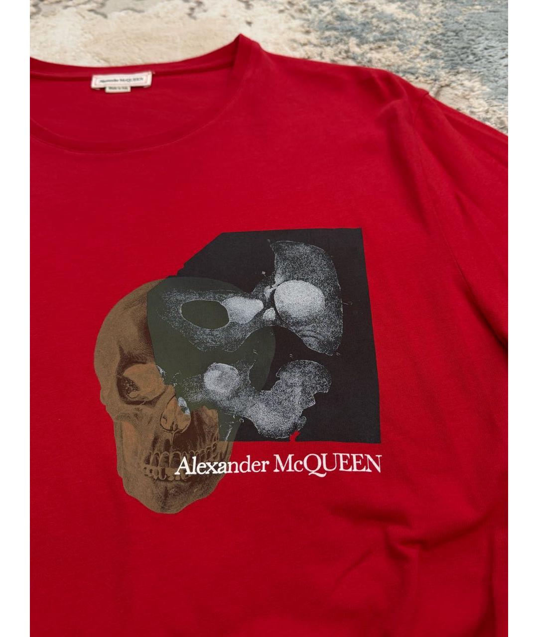 ALEXANDER MCQUEEN Красная хлопковая футболка, фото 3