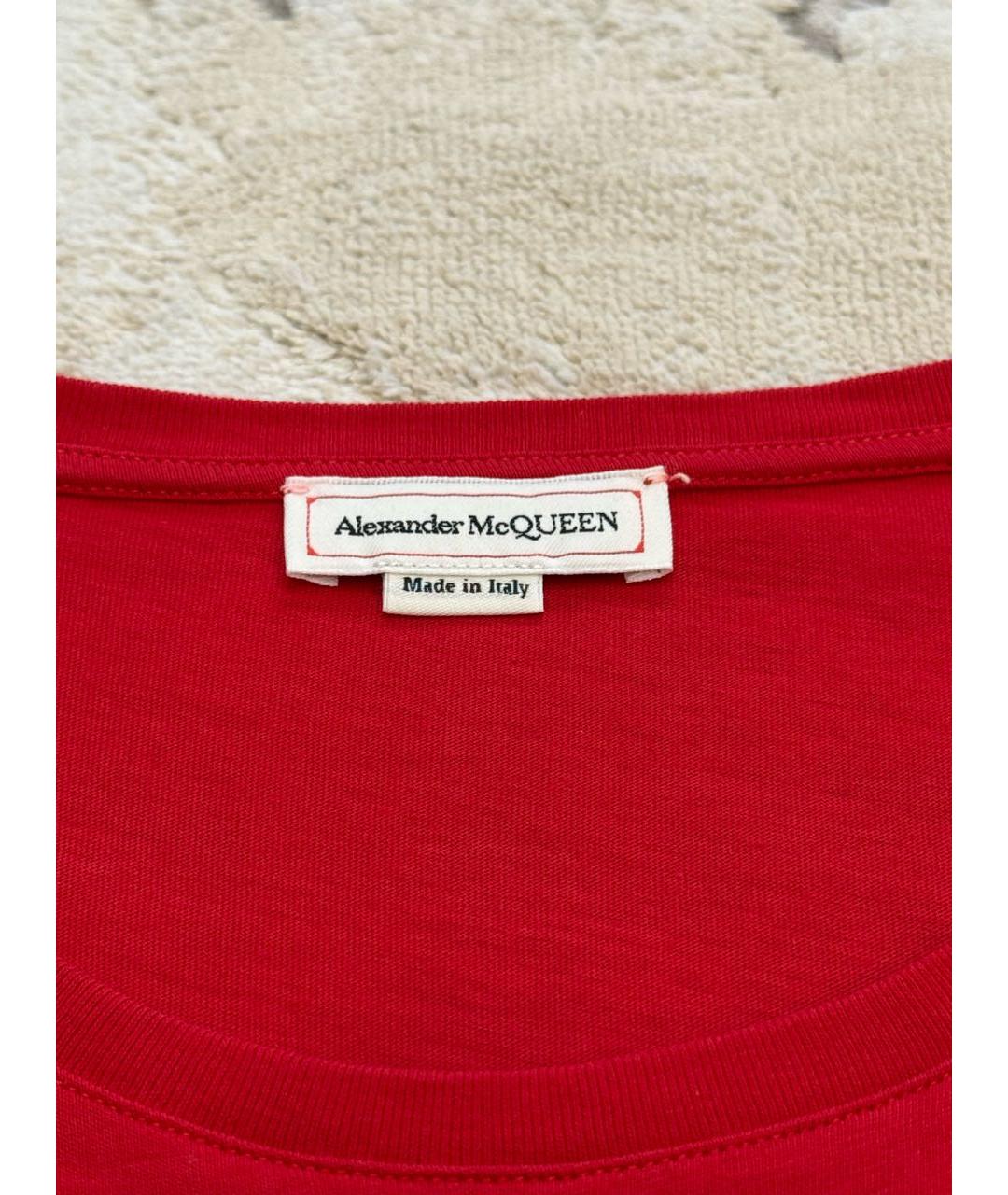 ALEXANDER MCQUEEN Красная хлопковая футболка, фото 4
