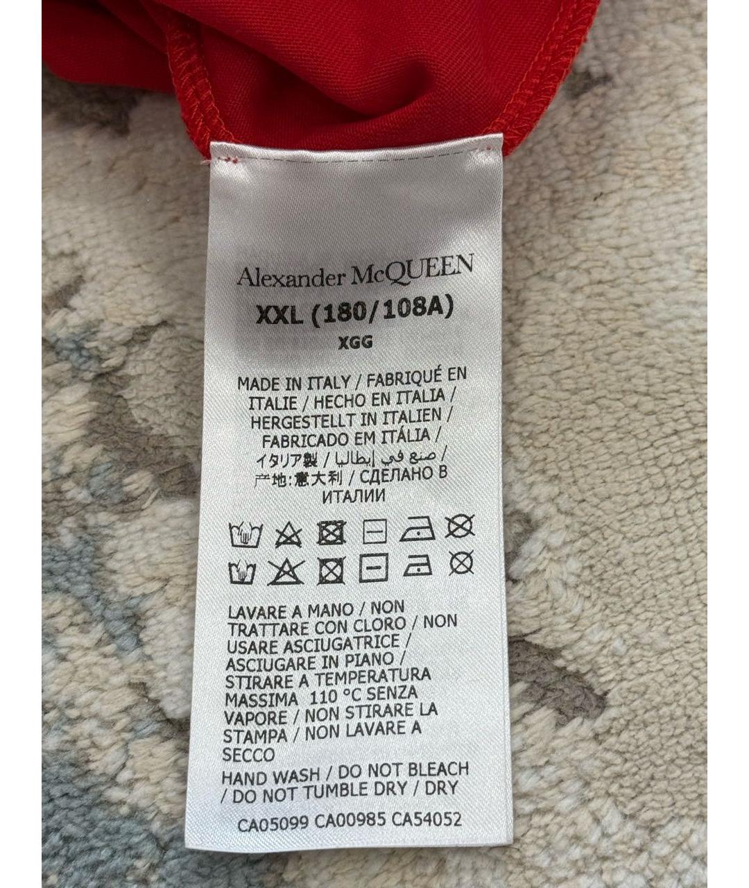 ALEXANDER MCQUEEN Красная хлопковая футболка, фото 5