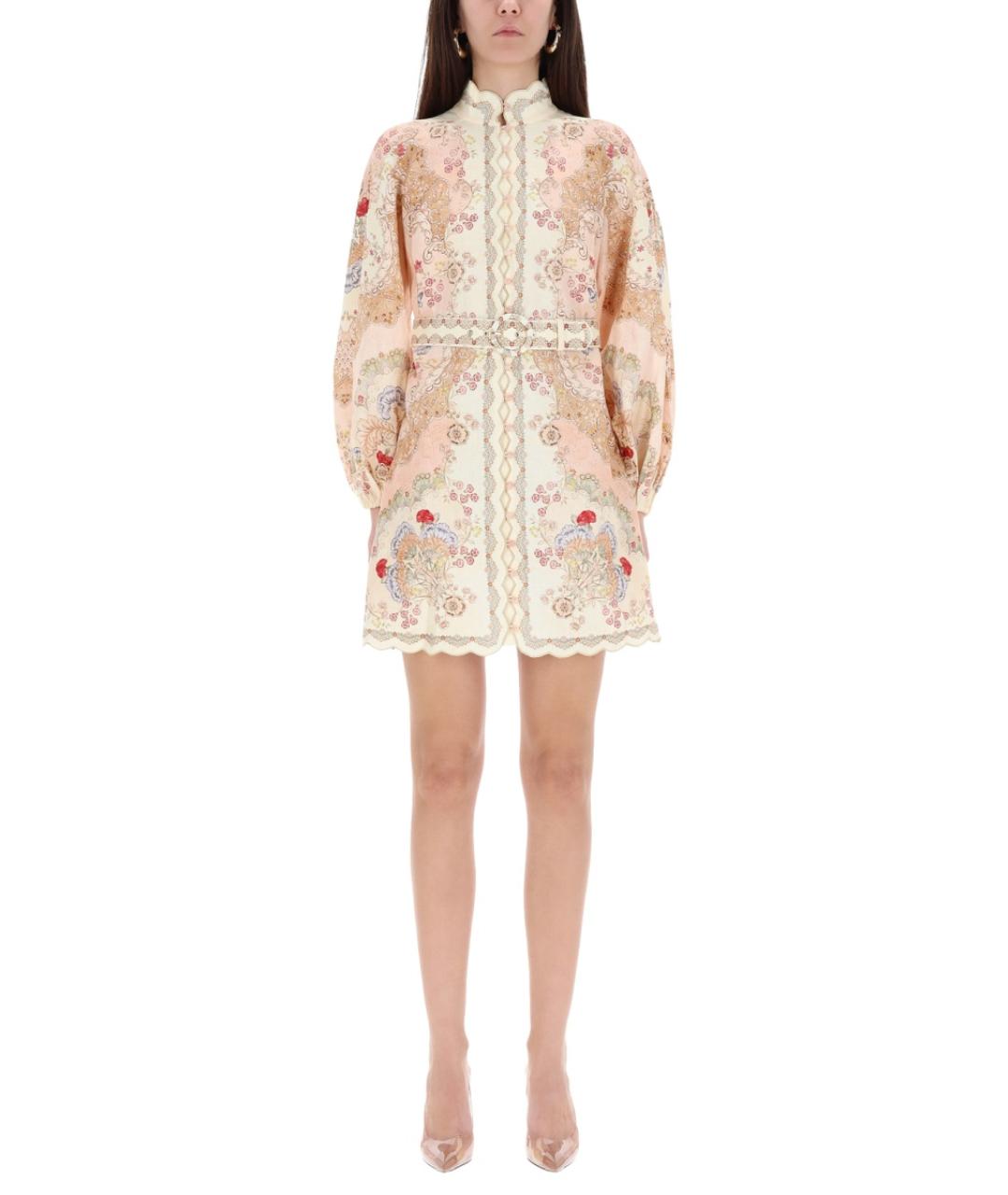 ZIMMERMANN Бежевое полиэстеровое повседневное платье, фото 1