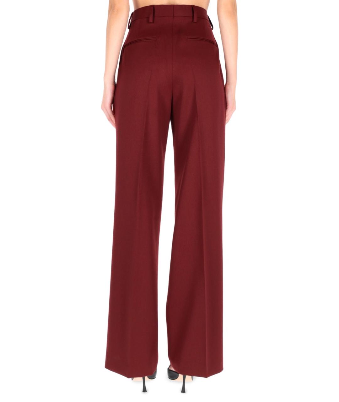 DRIES VAN NOTEN Бордовые шерстяные прямые брюки, фото 4