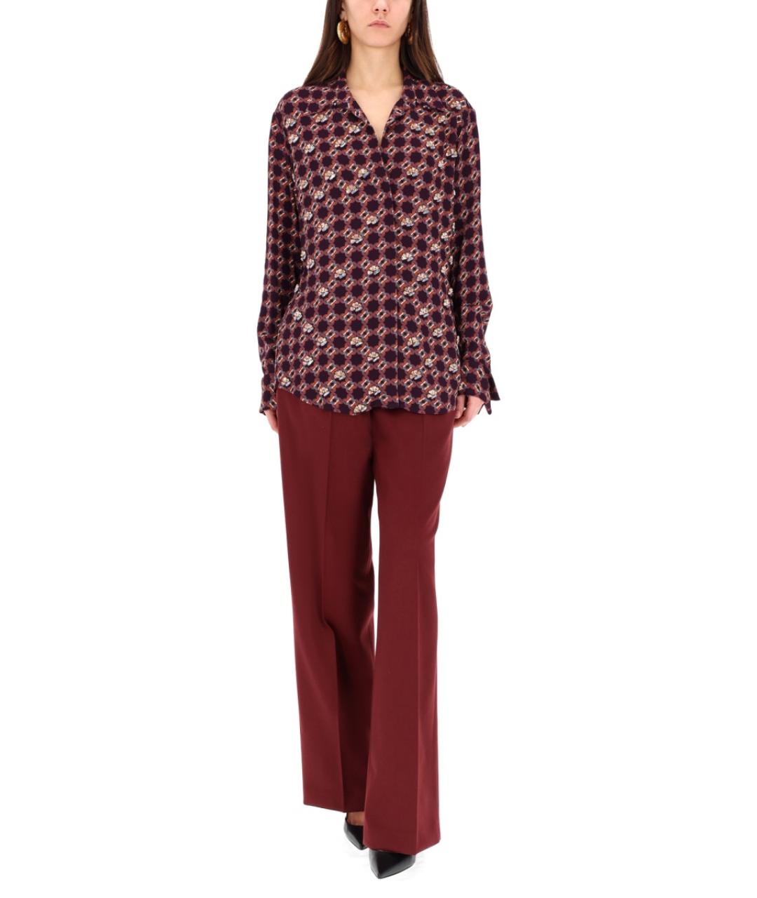 DRIES VAN NOTEN Бордовые шерстяные прямые брюки, фото 2