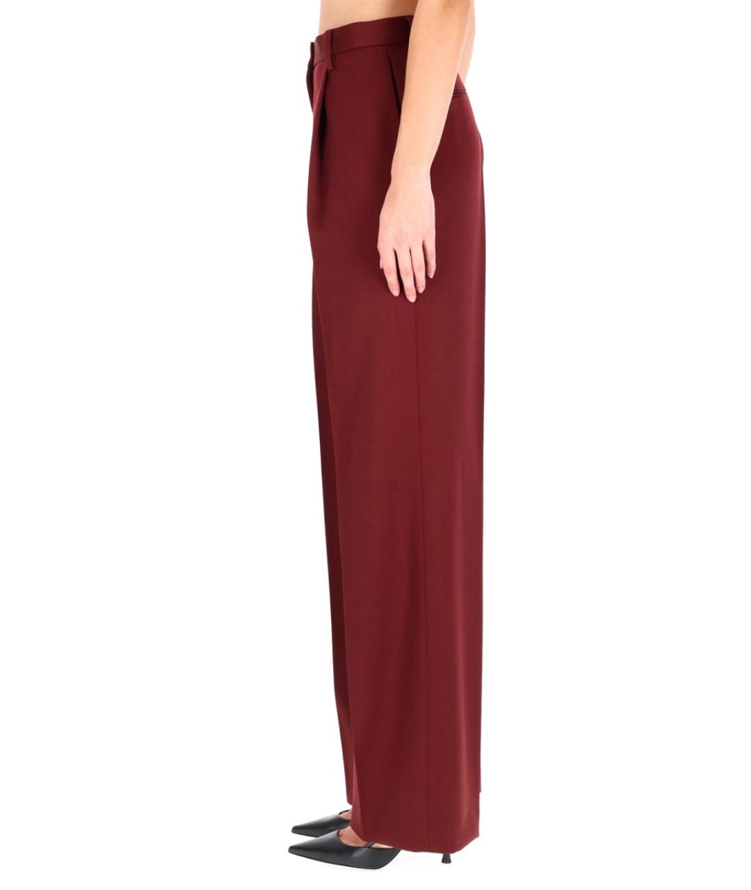 DRIES VAN NOTEN Бордовые шерстяные прямые брюки, фото 3