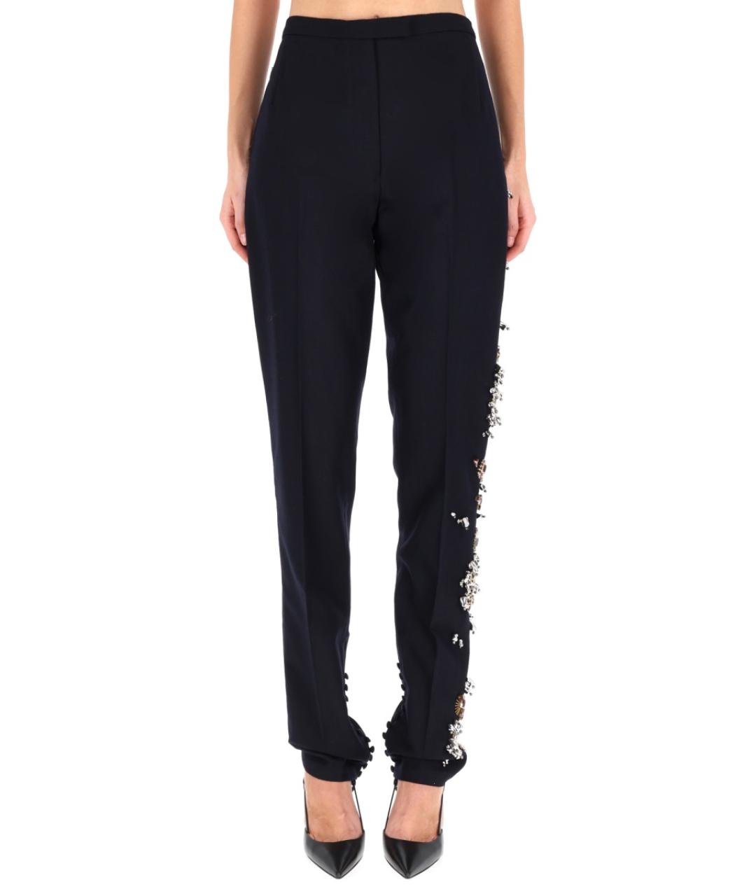 DRIES VAN NOTEN Синие шерстяные прямые брюки, фото 1