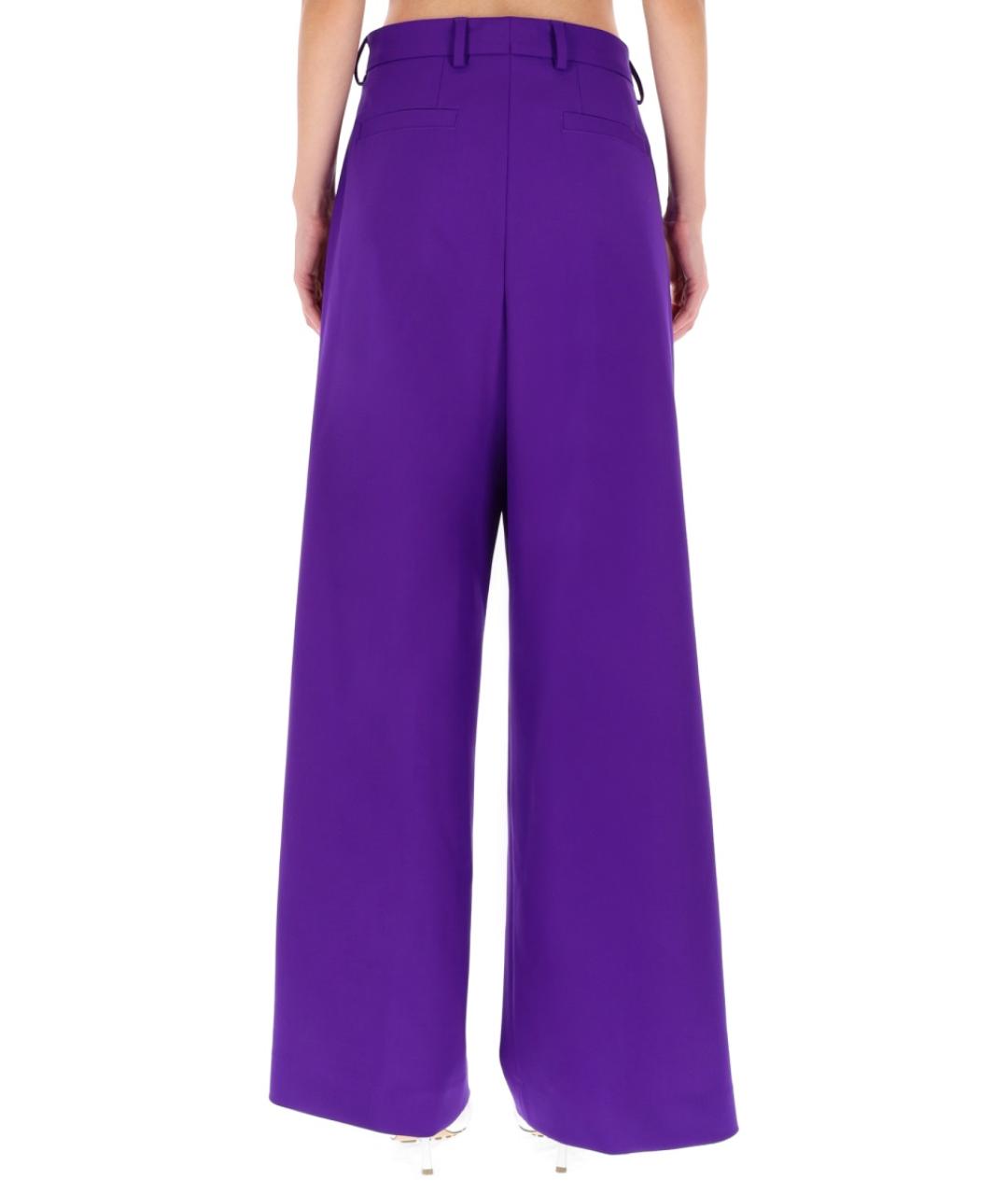 DRIES VAN NOTEN Фиолетовые шерстяные прямые брюки, фото 4