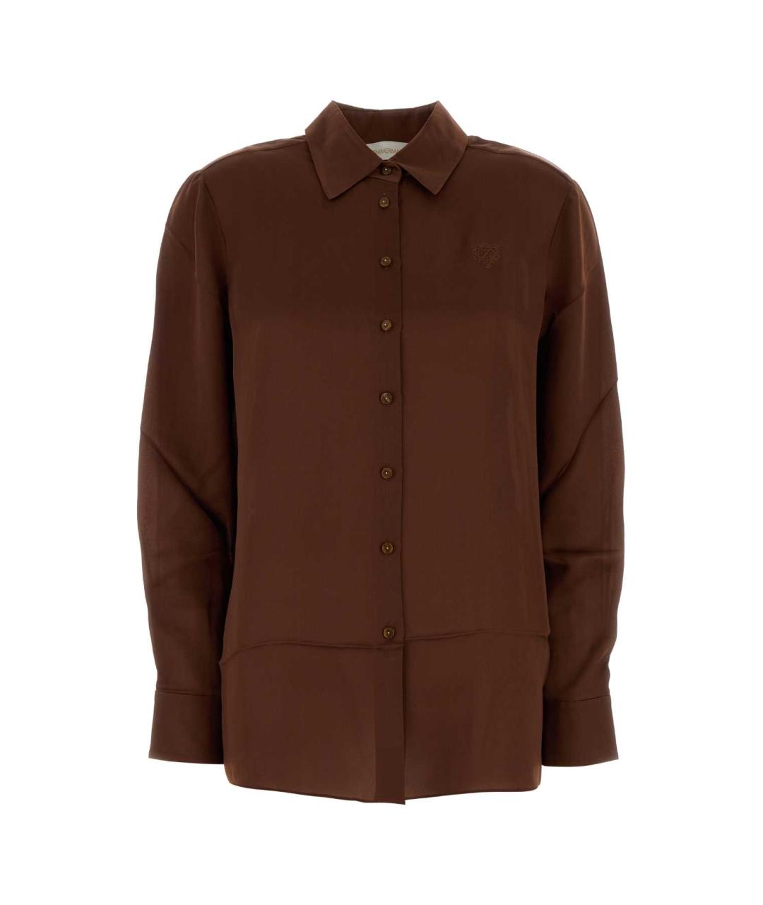 ZIMMERMANN Коричневая шелковая рубашка, фото 1