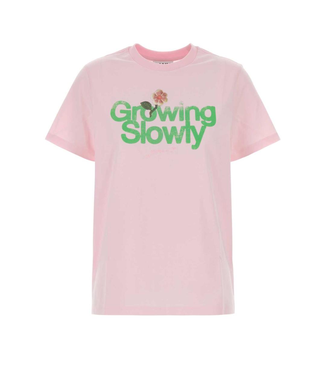 GANNI Розовая хлопковая футболка, фото 1