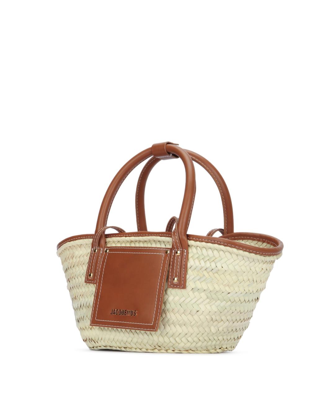 JACQUEMUS Бежевая пелетеная сумка тоут, фото 2