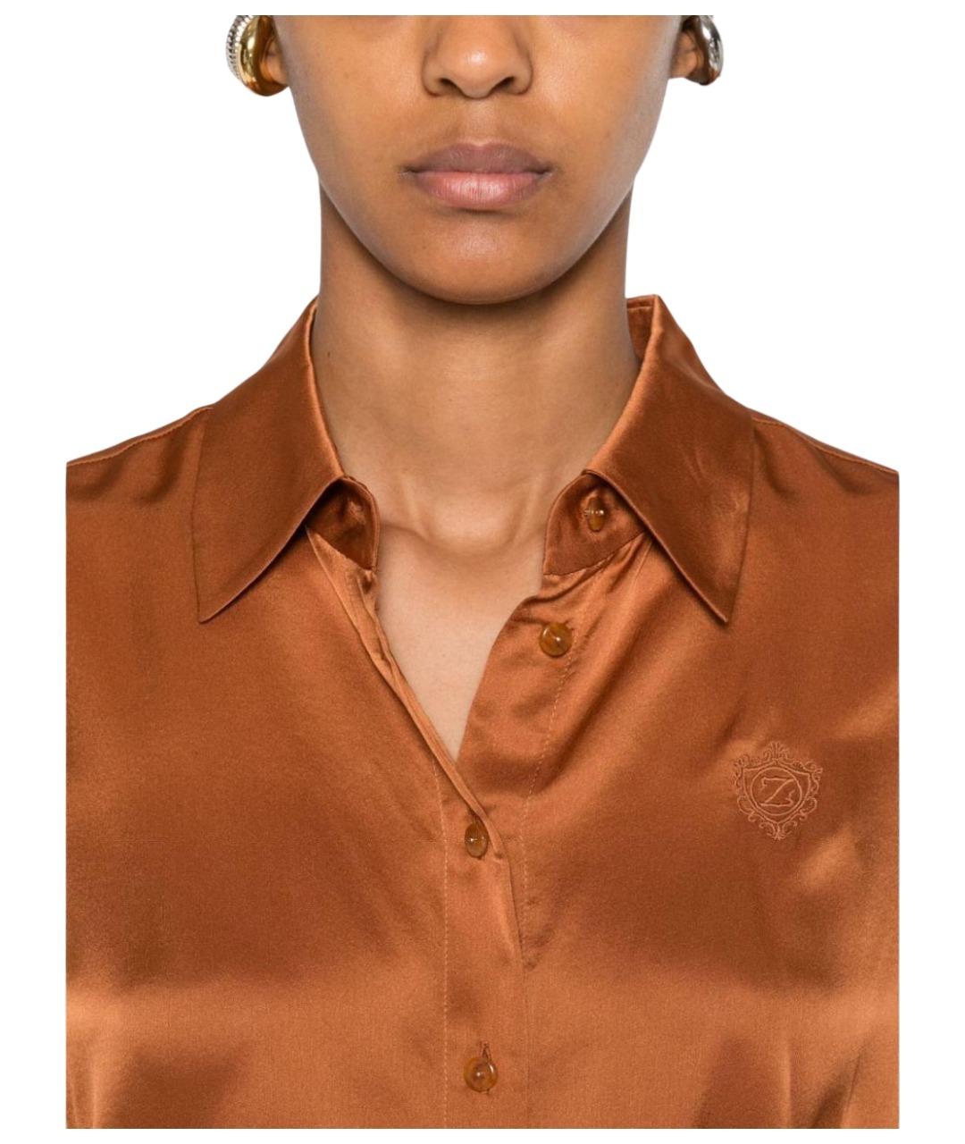 ZIMMERMANN Оранжевая шелковая рубашка, фото 2
