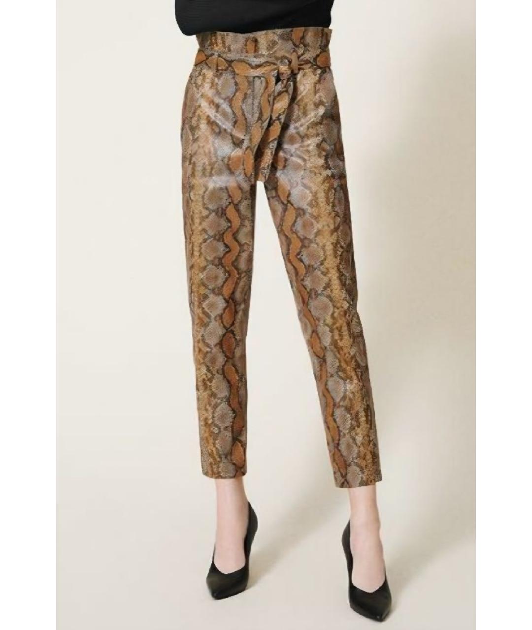 TWIN-SET Коричневые вискозные брюки узкие, фото 5