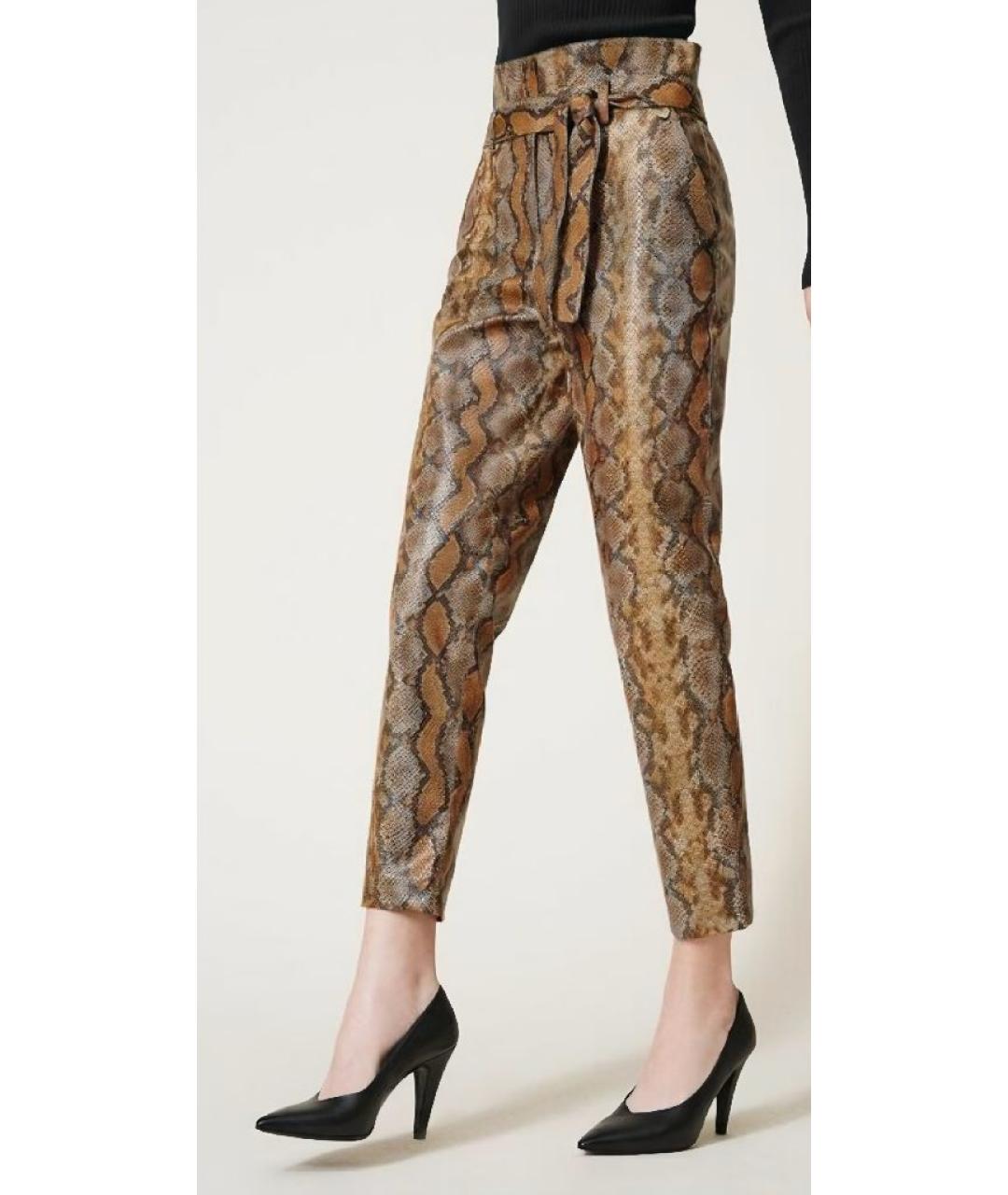 TWIN-SET Коричневые вискозные брюки узкие, фото 6