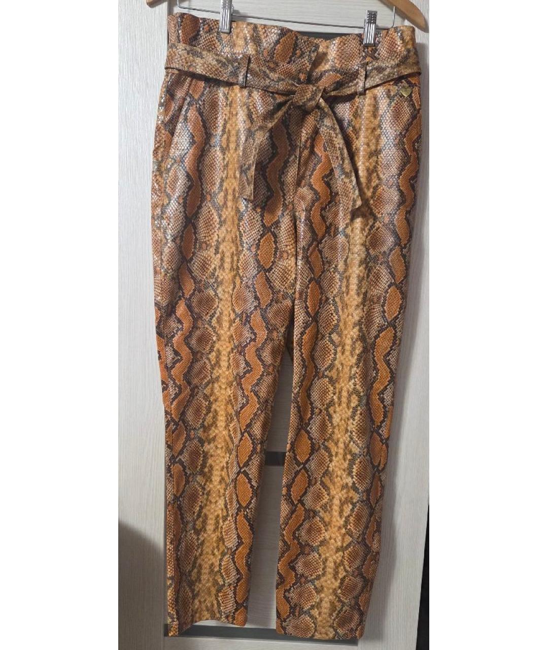 TWIN-SET Коричневые вискозные брюки узкие, фото 8