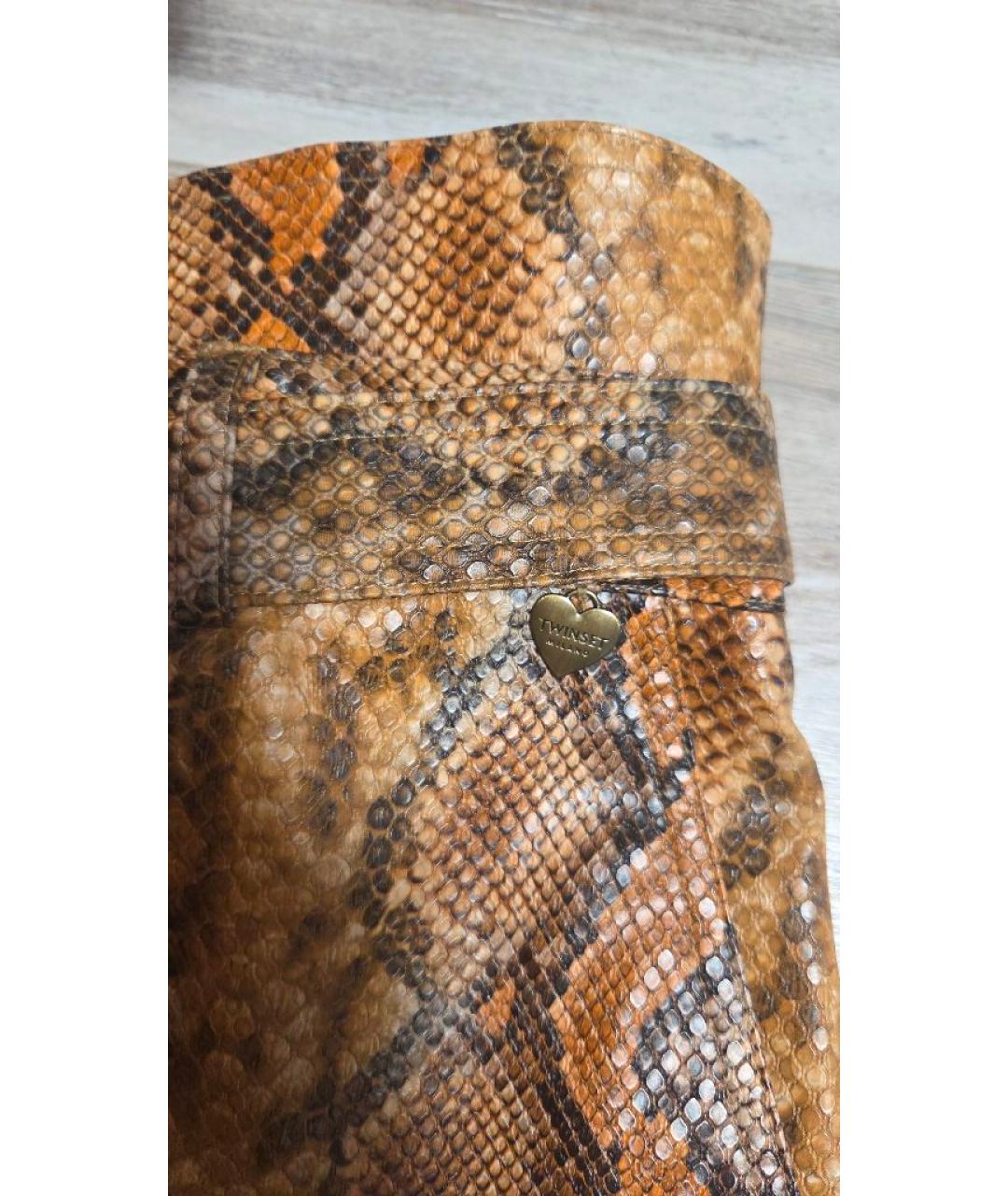 TWIN-SET Коричневые вискозные брюки узкие, фото 4