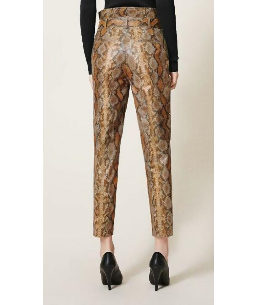 TWIN-SET Коричневые вискозные брюки узкие, фото 7