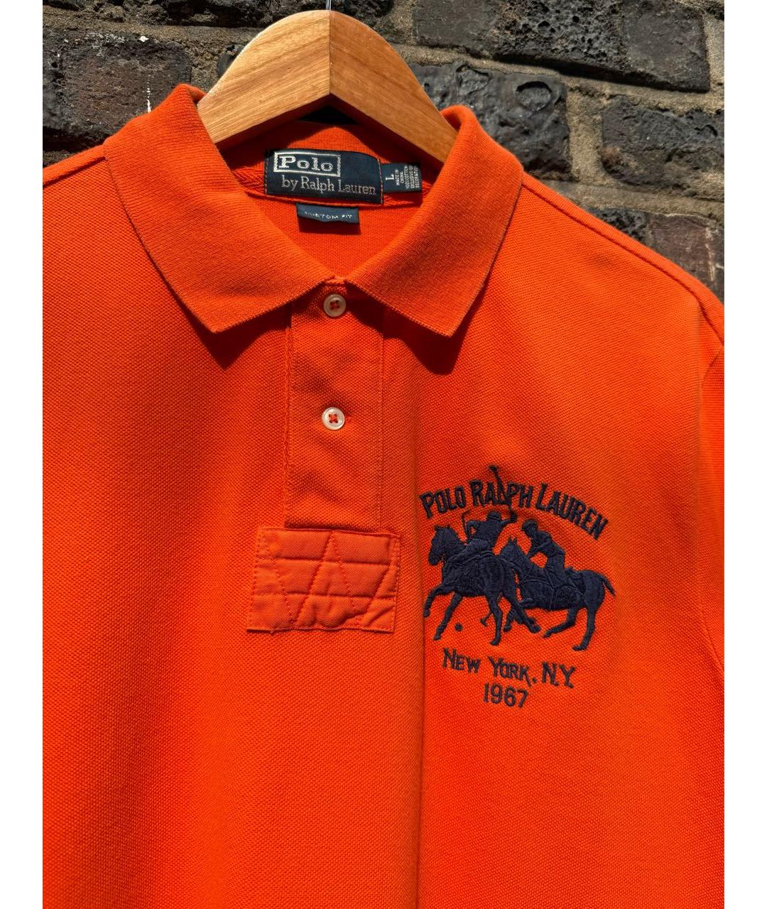 POLO RALPH LAUREN Оранжевое хлопковое поло с коротким рукавом, фото 2