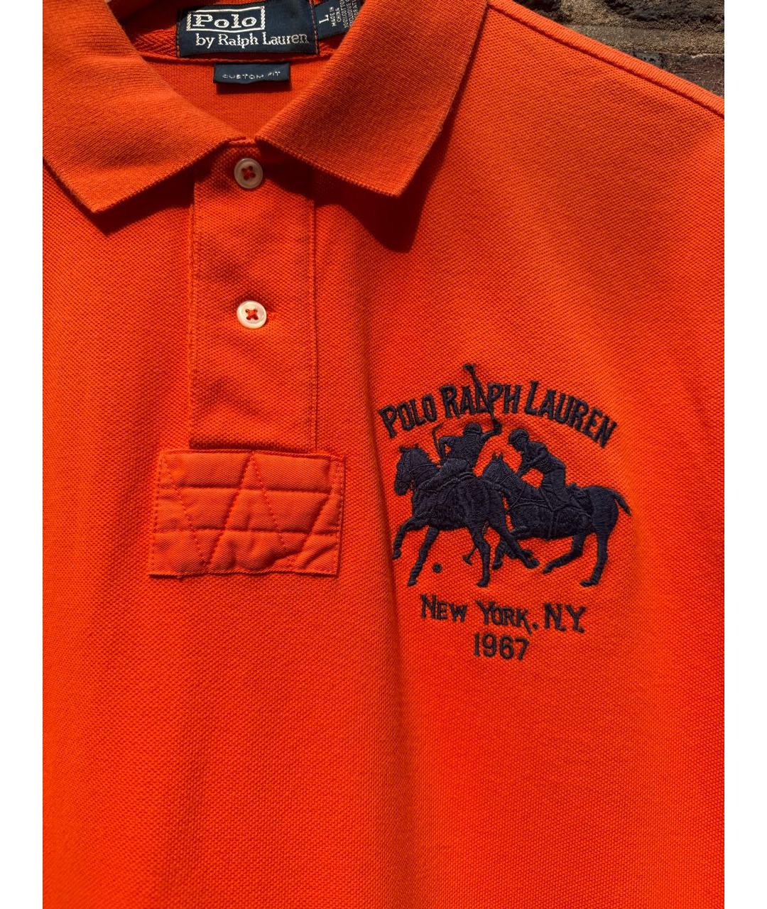 POLO RALPH LAUREN Оранжевое хлопковое поло с коротким рукавом, фото 3