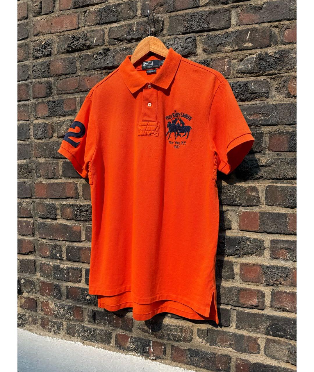 POLO RALPH LAUREN Оранжевое хлопковое поло с коротким рукавом, фото 8