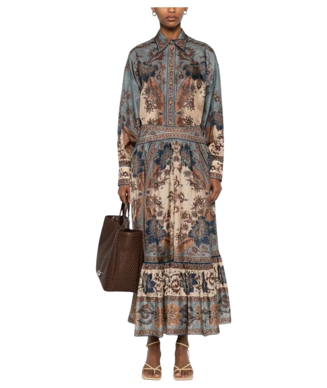 ZIMMERMANN Мульти шелковая юбка миди, фото 2