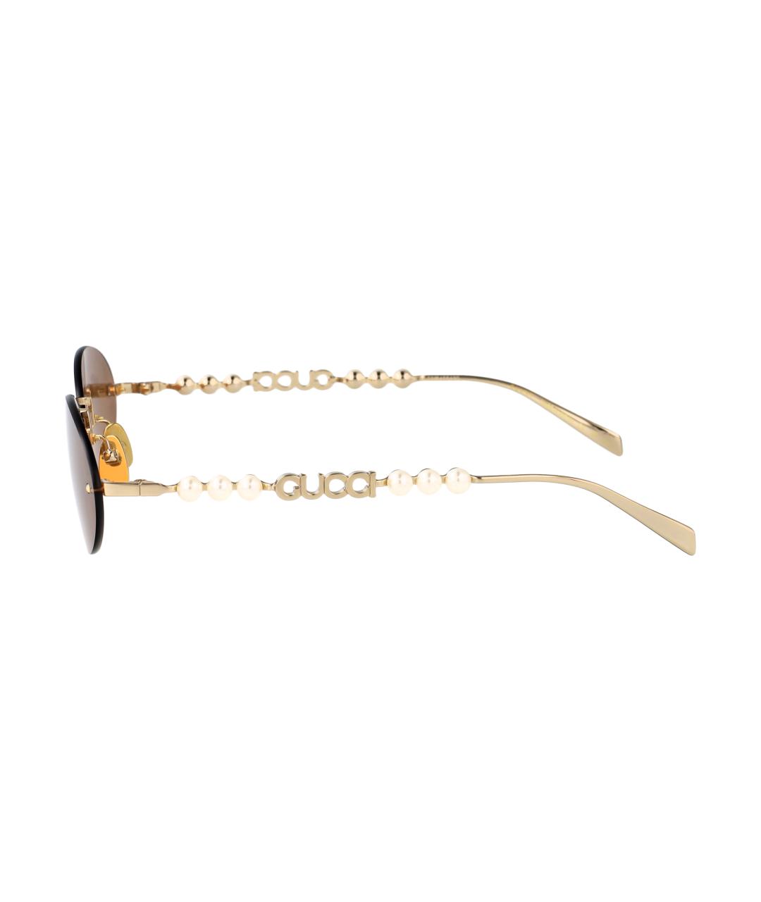 GUCCI Золотые металлические солнцезащитные очки, фото 3