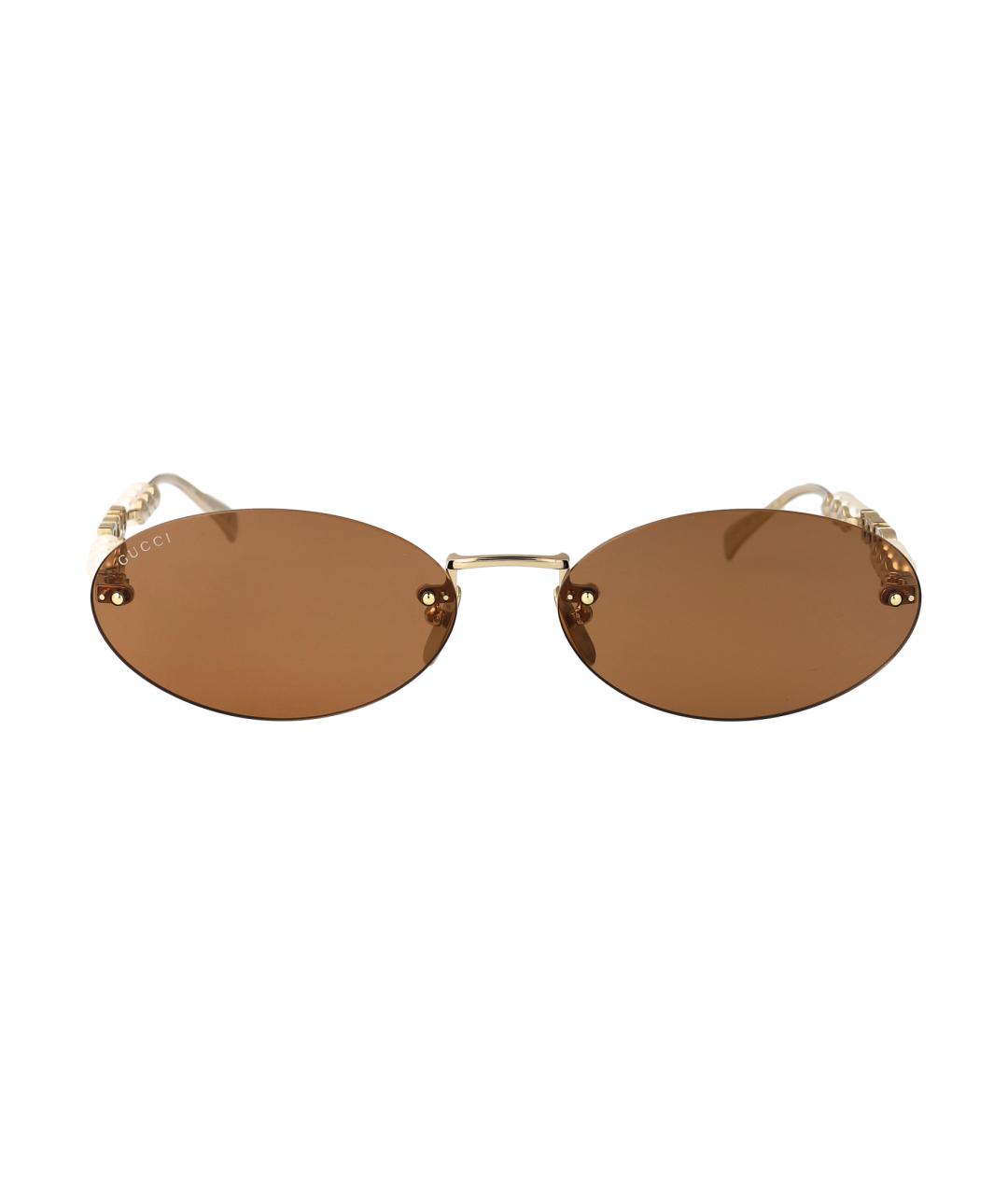 GUCCI Золотые металлические солнцезащитные очки, фото 1