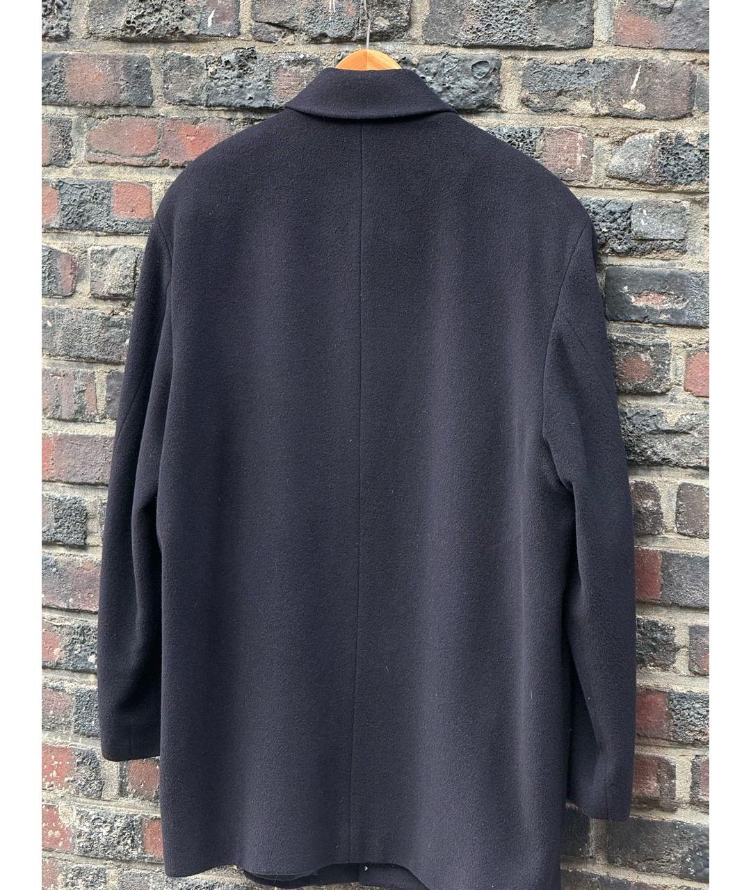 SAINT LAURENT Темно-синее шерстяное пальто, фото 6