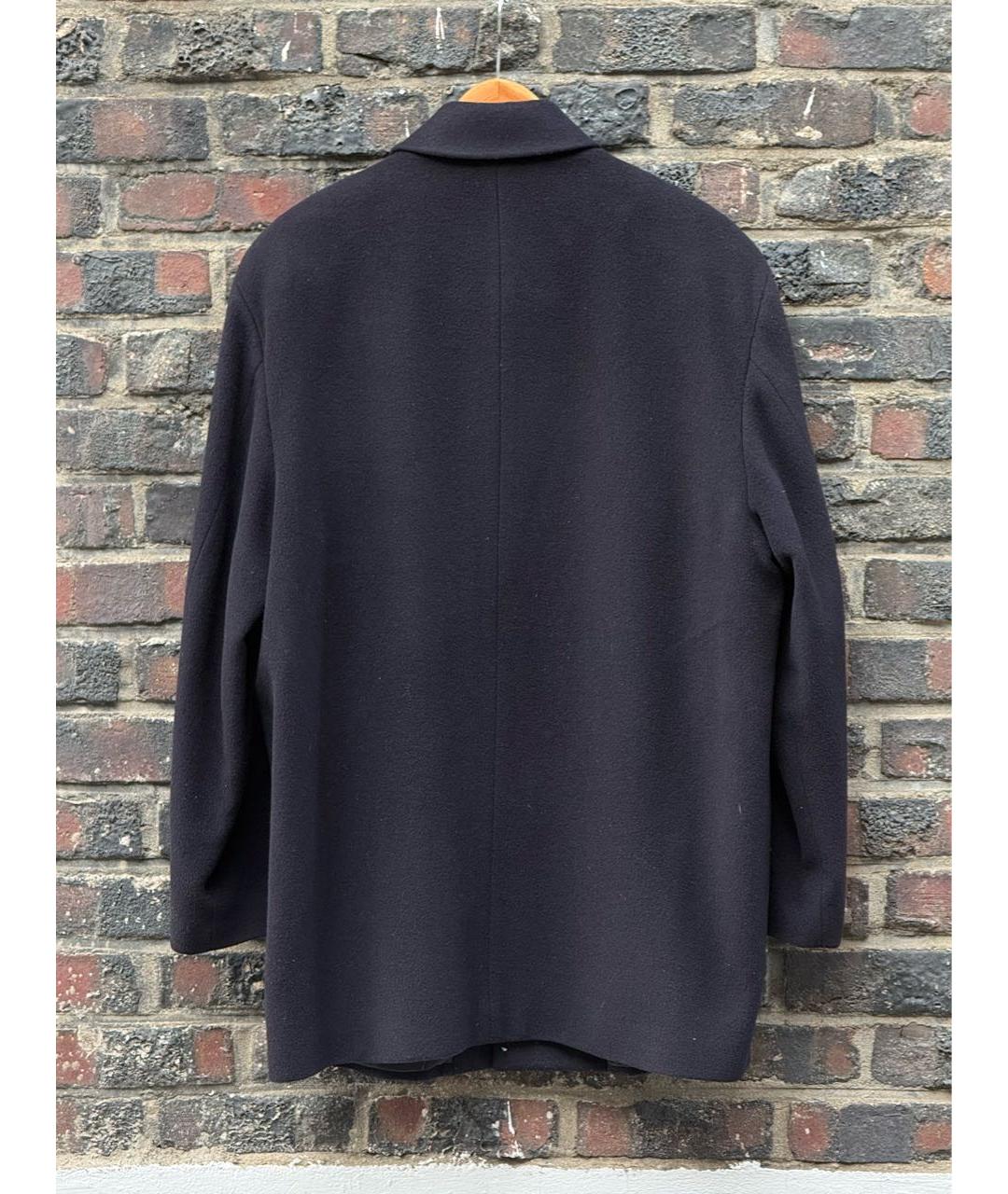 SAINT LAURENT Темно-синее шерстяное пальто, фото 5