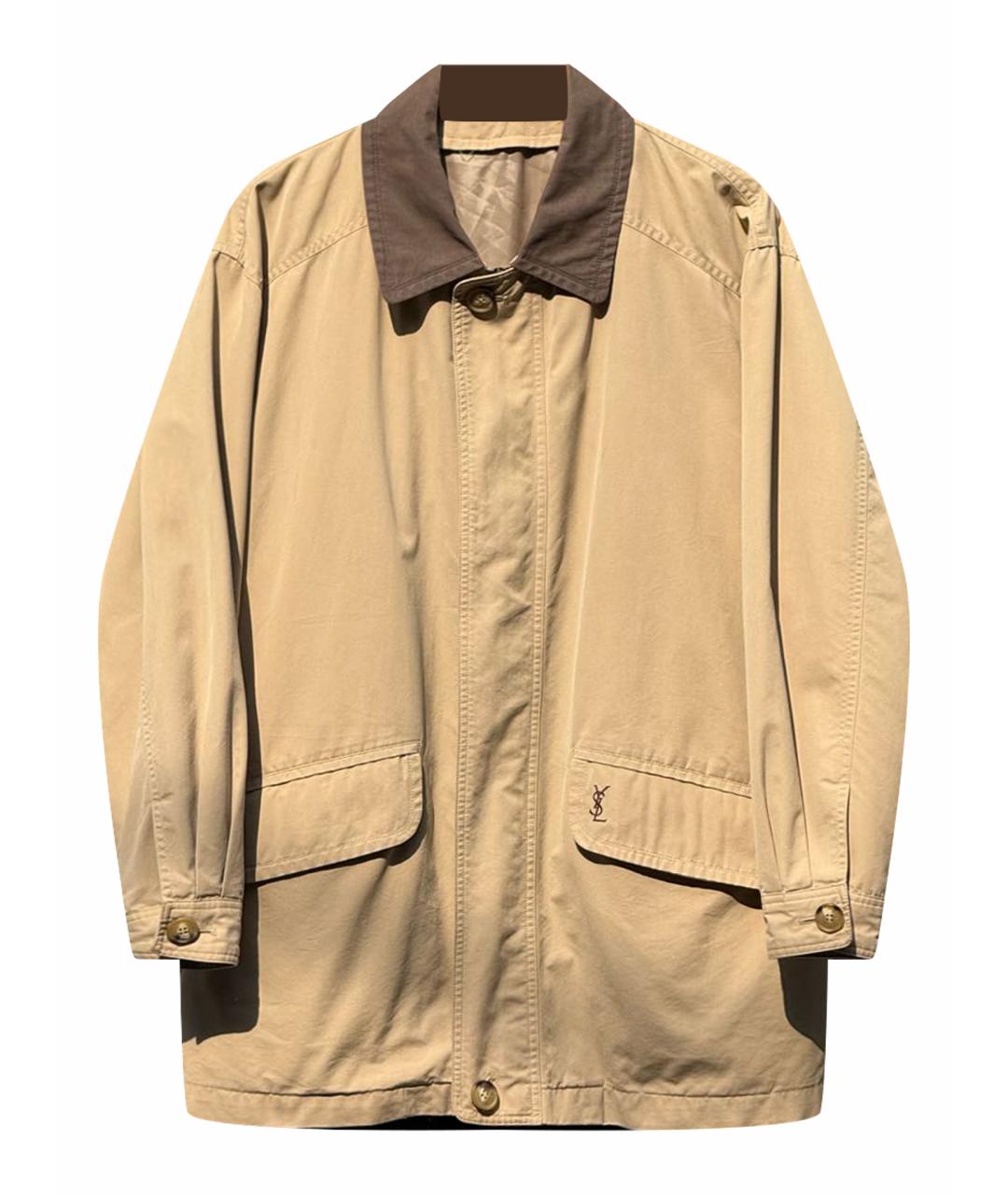 SAINT LAURENT Бежевая хлопковая куртка, фото 1