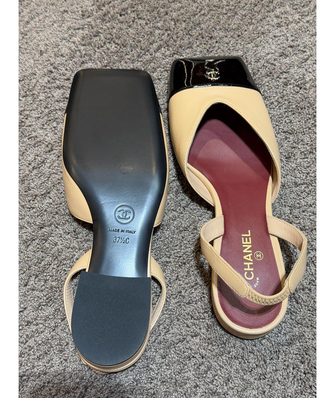 CHANEL Бежевые кожаные туфли, фото 4