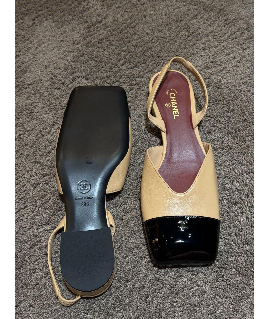 CHANEL Бежевые кожаные туфли, фото 5