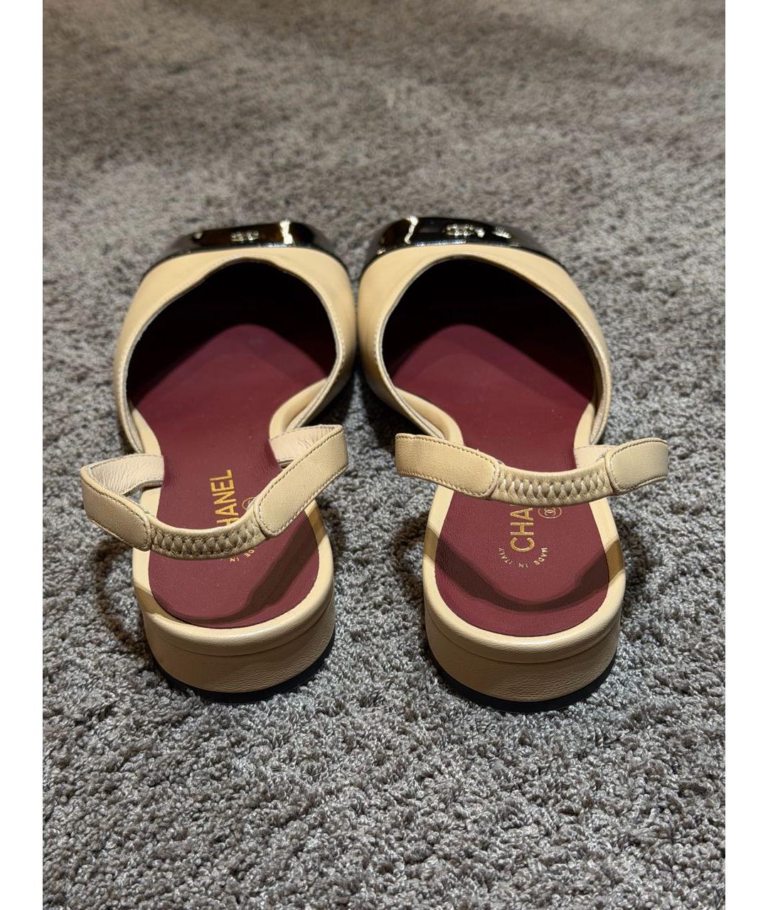 CHANEL Бежевые кожаные туфли, фото 3