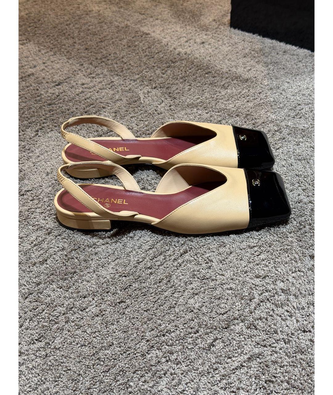 CHANEL Бежевые кожаные туфли, фото 7