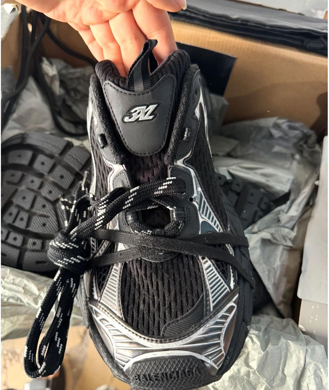 BALENCIAGA Черные текстильные высокие кроссовки / кеды, фото 6