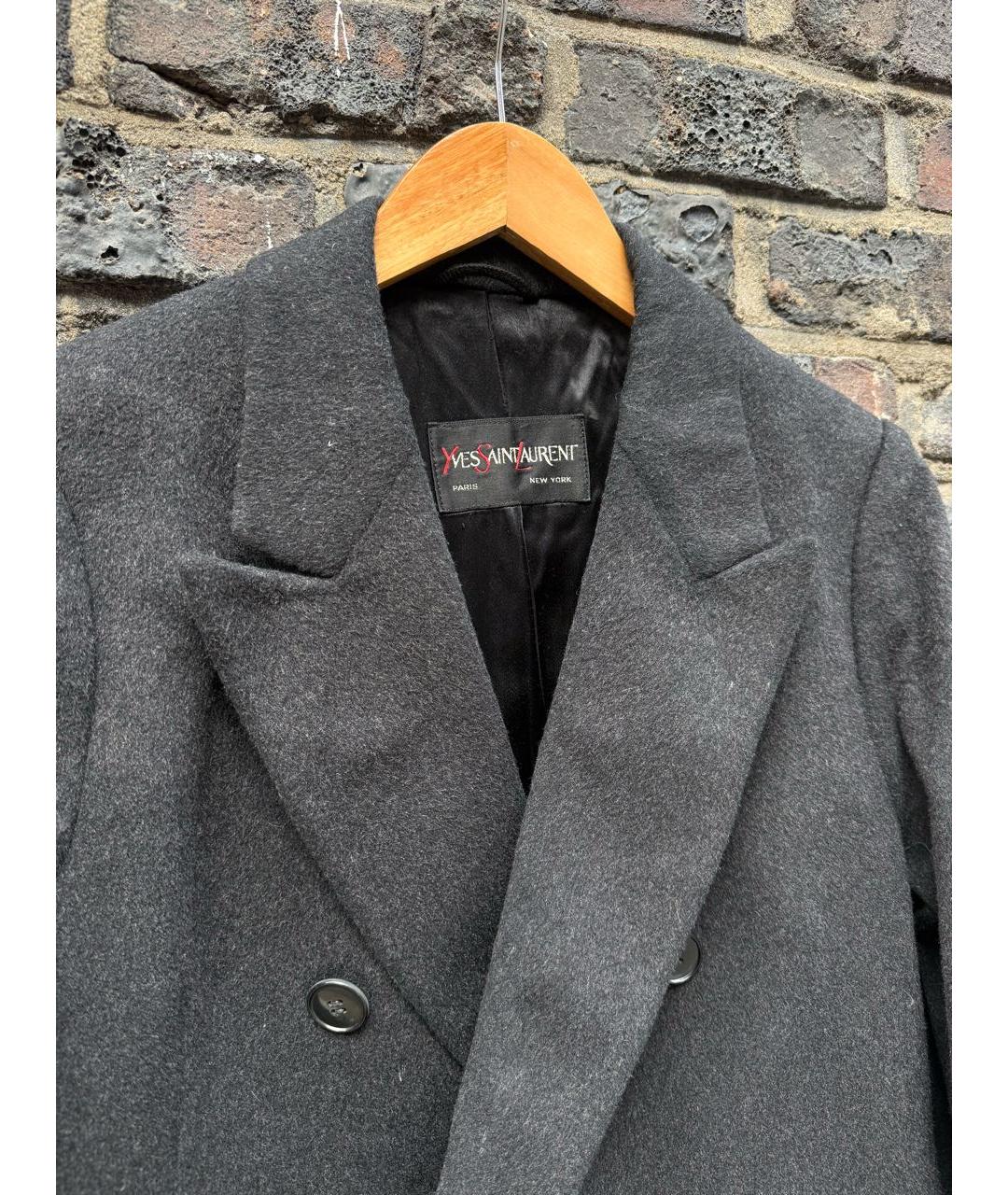 SAINT LAURENT Черное шерстяное пальто, фото 4