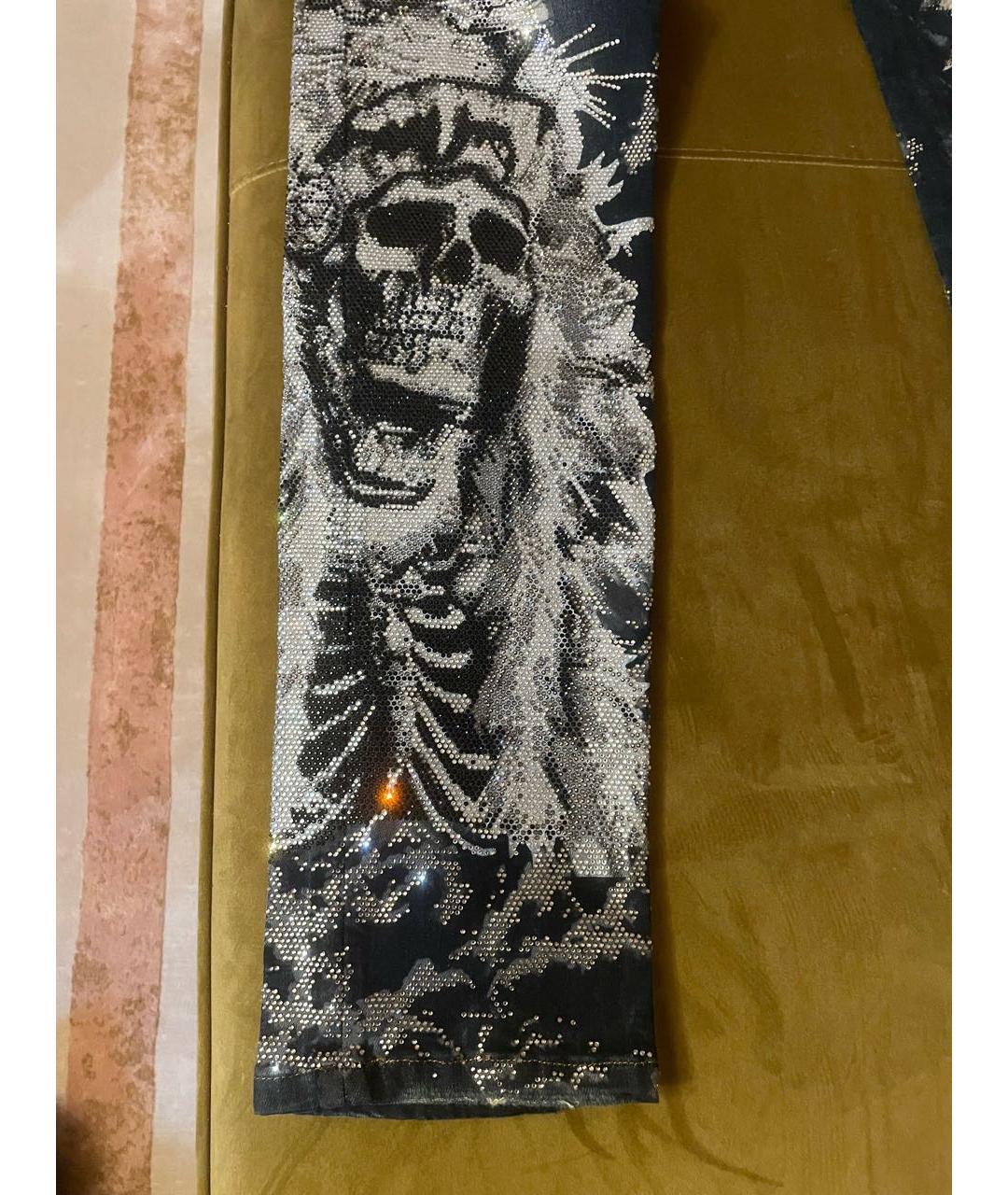 PHILIPP PLEIN Темно-синие хлопко-эластановые прямые джинсы, фото 2