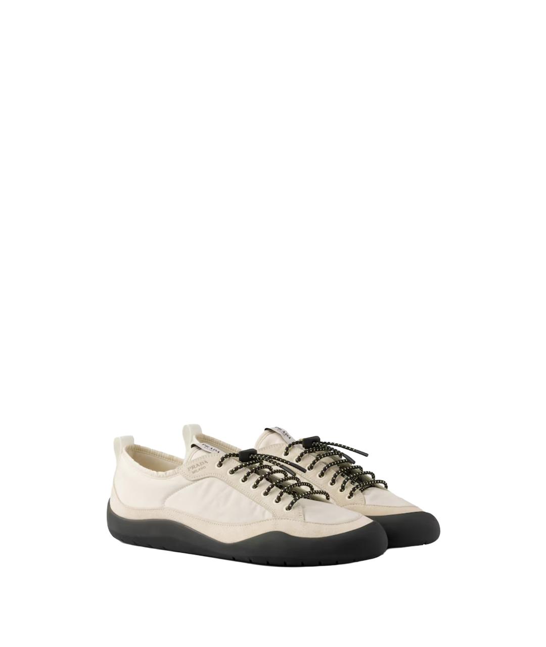 PRADA Белые синтетические низкие кроссовки / кеды, фото 2
