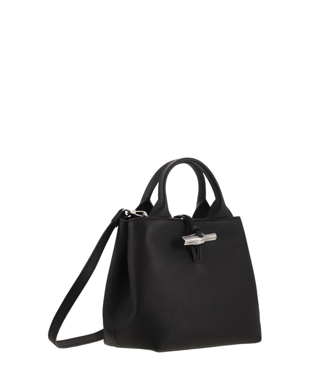 LONGCHAMP Черная кожаная сумка с короткими ручками, фото 4