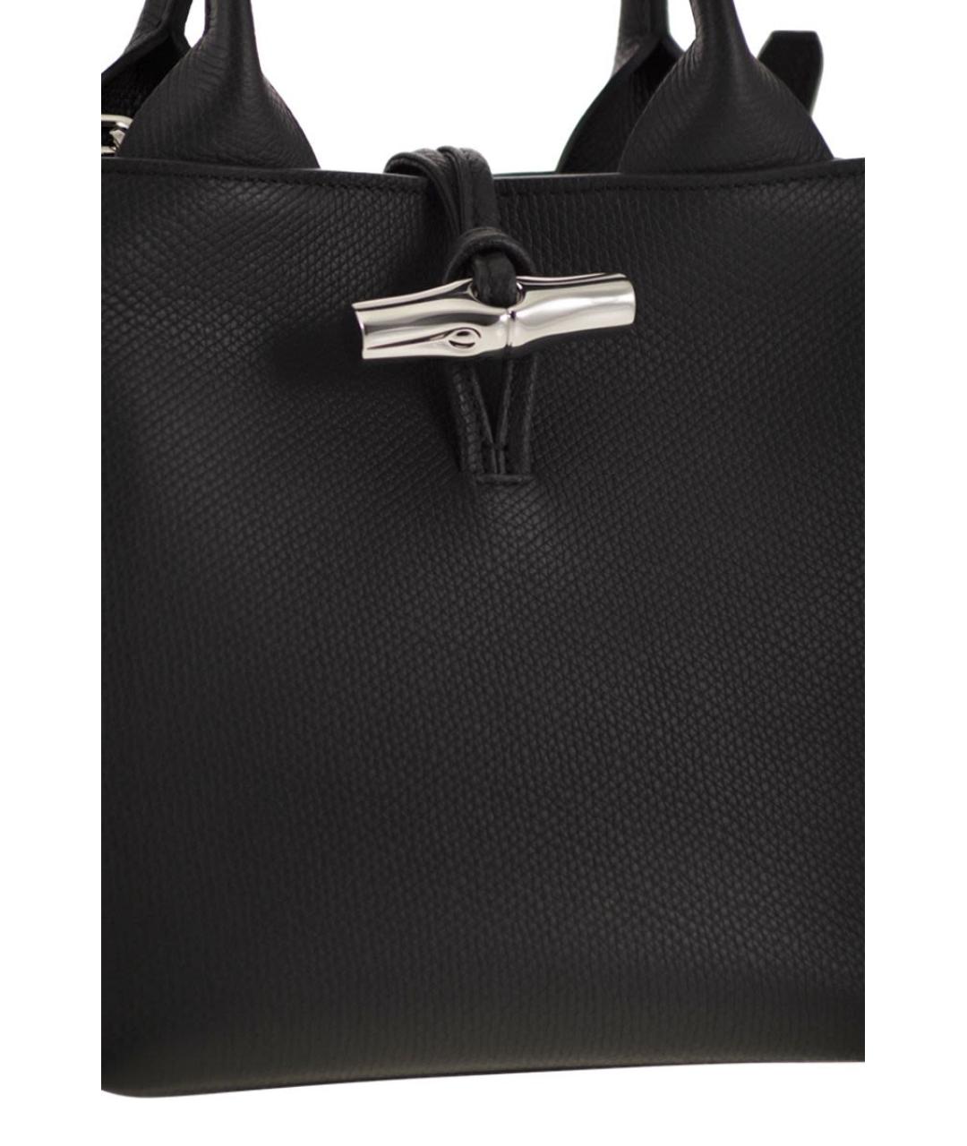 LONGCHAMP Черная кожаная сумка с короткими ручками, фото 5