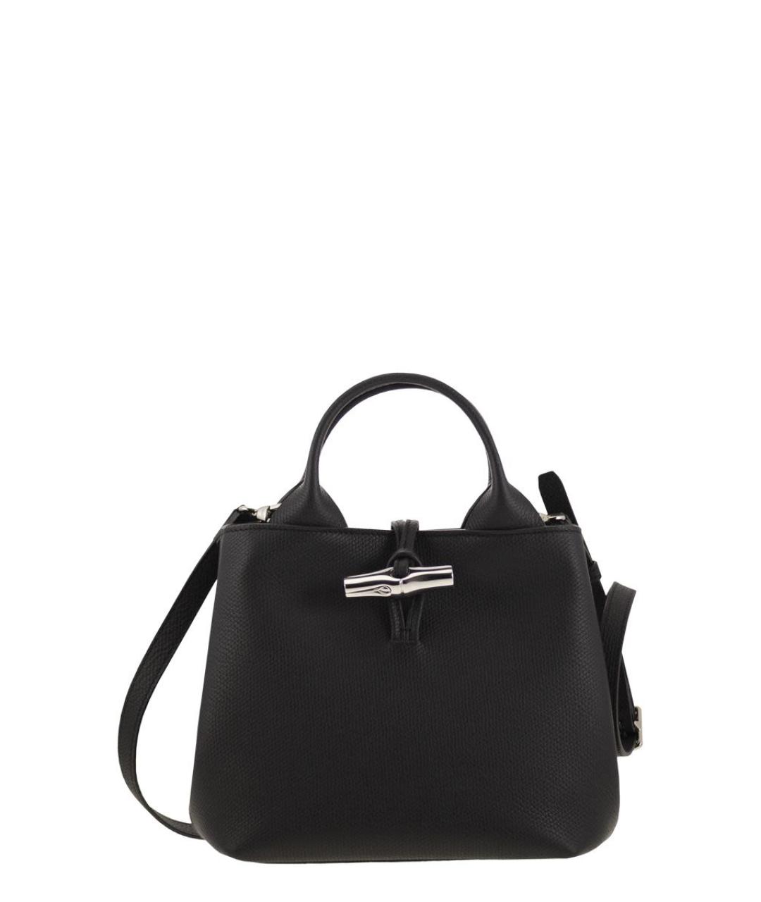 LONGCHAMP Черная кожаная сумка с короткими ручками, фото 1