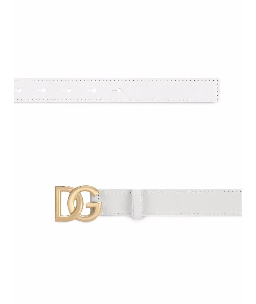 DOLCE&GABBANA Белый кожаный ремень, фото 3