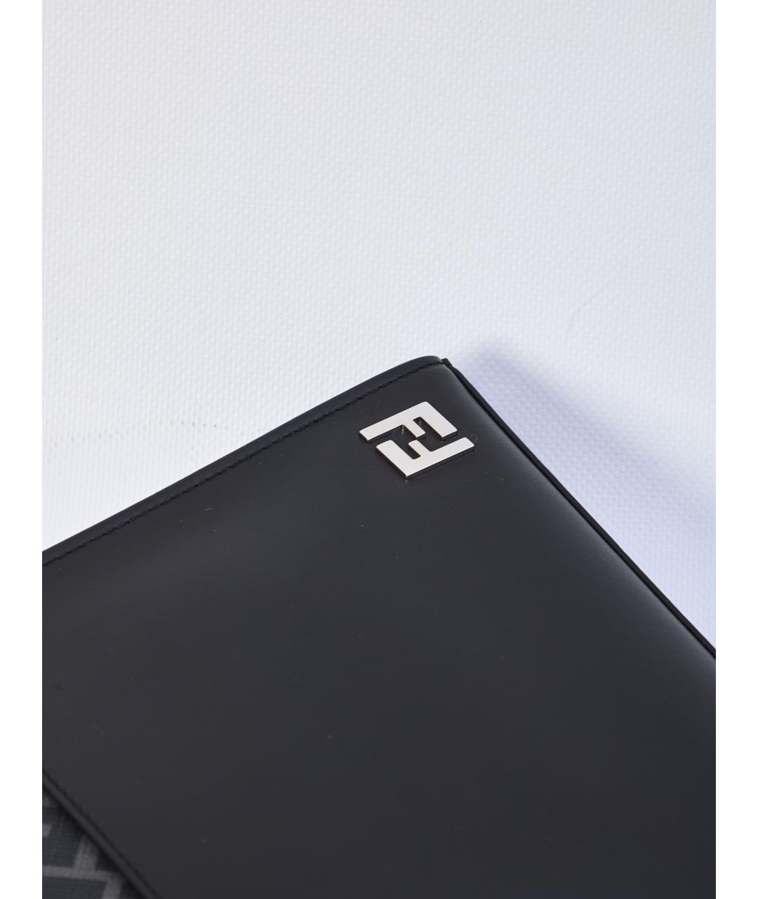 FENDI Черная кожаная барсетка, фото 4