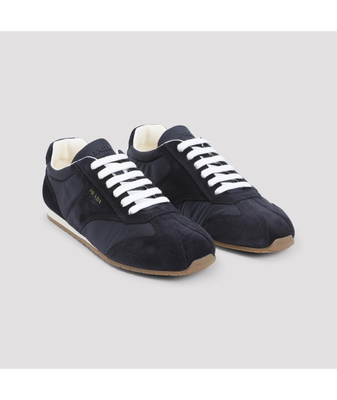 PRADA Синие синтетические низкие кроссовки / кеды, фото 3