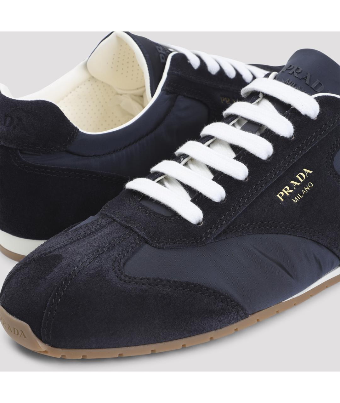 PRADA Синие синтетические низкие кроссовки / кеды, фото 4
