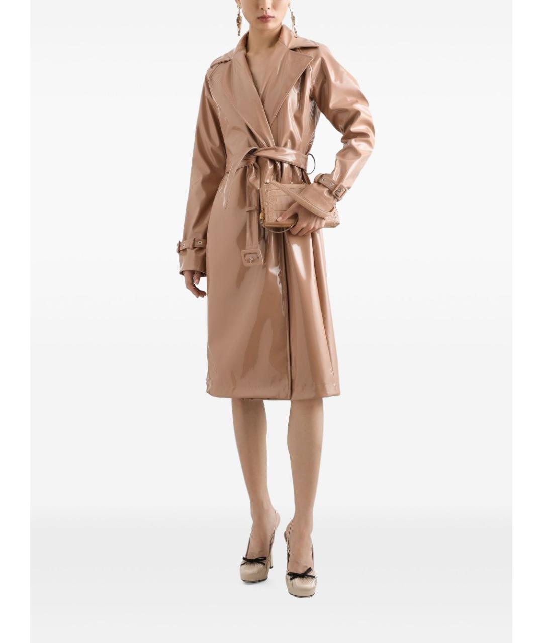 DOLCE&GABBANA Бежевый полиэстеровый тренч/плащ, фото 5